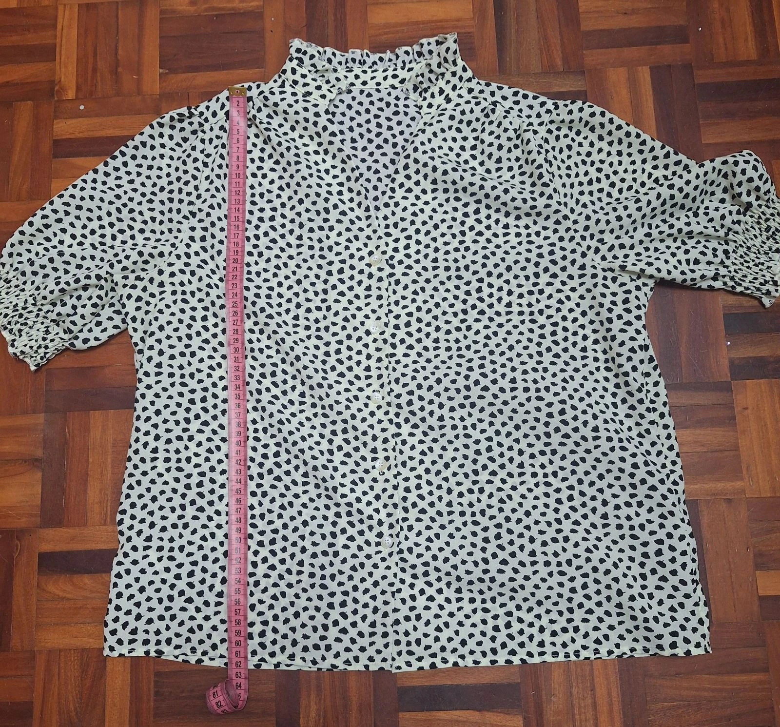 Hapsco animal print beige French sleeve blouse size XL – photo 8